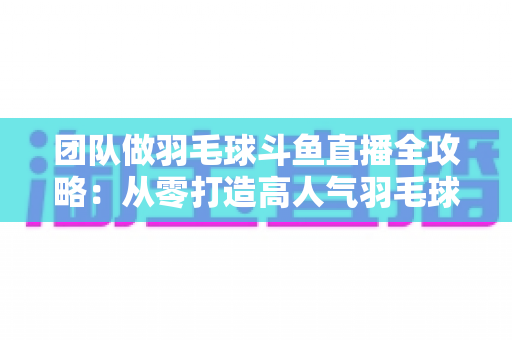 团队做羽毛球斗鱼直播全攻略：从零打造高人气羽毛球直播间的实战指南