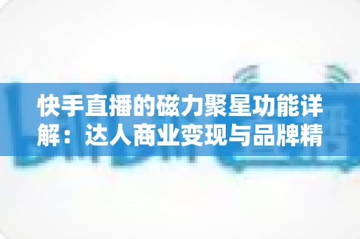 快手直播的磁力聚星功能详解：达人商业变现与品牌精准营销的官方合作平台全攻略