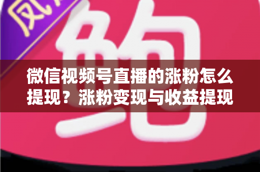 微信视频号直播的涨粉怎么提现?涨粉变现与收益提现全流程详解 微信视频号直播的涨粉怎么提现?涨粉变现与收益提现全流程详解