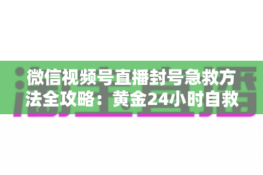 微信视频号直播封号急救方法全攻略：黄金24小时自救指南，助你快速恢复直播权限