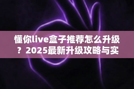 懂你live盒子推荐怎么升级？2025最新升级攻略与实用技巧全解析